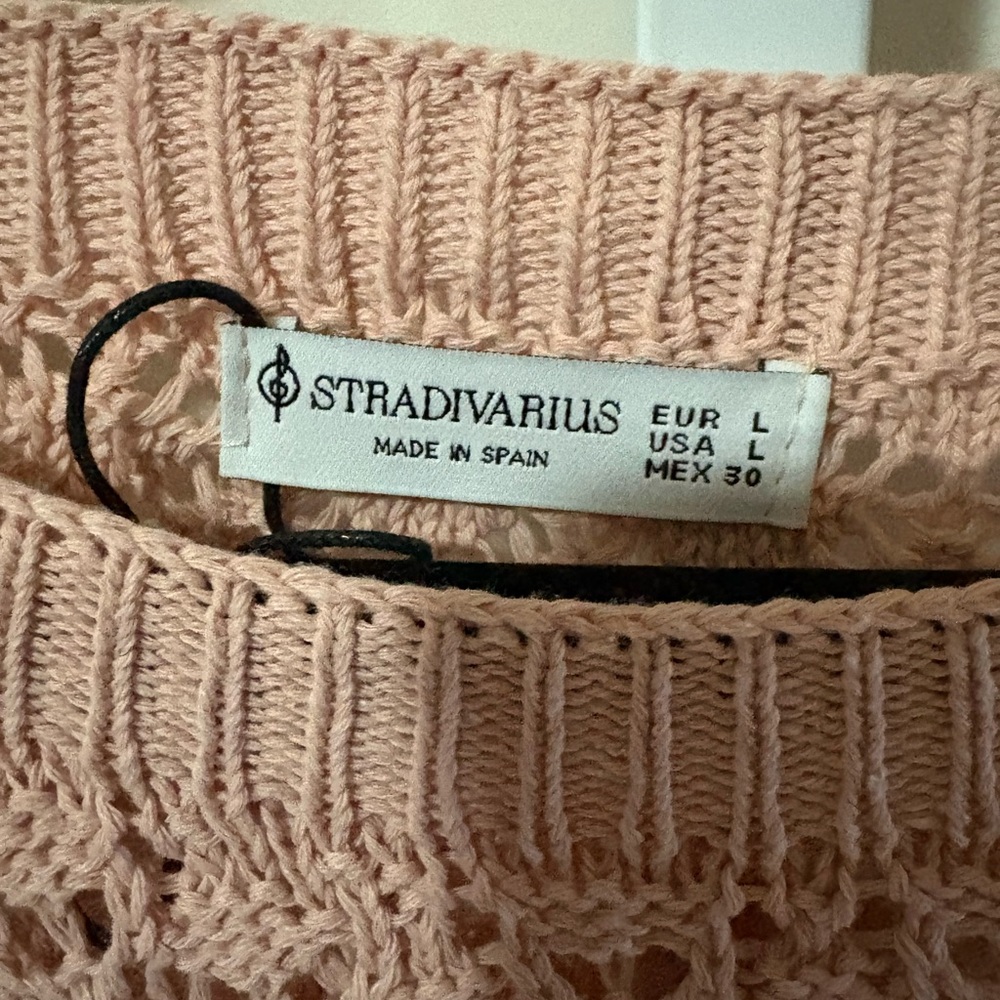 Stradivarius Blush Pink Crochet Sweater - Picture 3 of 3